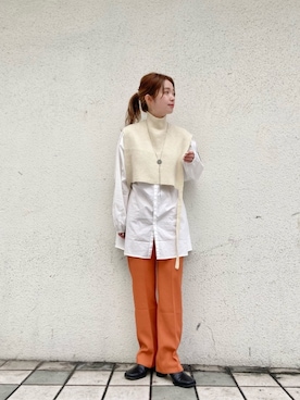 「ブラウス×ニット」｜Matanoriさん（レディース・154cm）の冬コーディネート