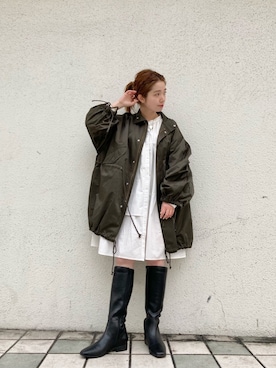 「アイテム（ミリタリージャケット）」を使った、Matanoriさん（レディース・154cm）の冬コーディネート