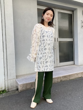 「ジャージーパンツ」｜「アイテム（ブーツ）」を使った、Matanoriさん（レディース・154cm）の春コーディネート
