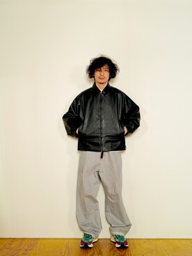 「JIL SANDER（ジルサンダー）のアイテム（ブルゾン）」を使った、2riverkenjiさん（メンズ・174cm）の春コーディネート