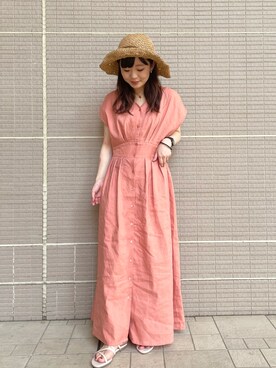 ワンピース ドレスを使った サーモンピンク の人気ファッションコーディネート Wear