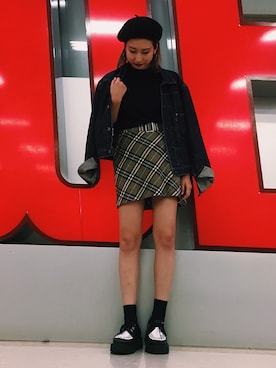 「バーバリー」｜「アイテム（デニムジャケット）」を使った、ʜᴀʀᴜᴋᴀさん（レディース・163cm）の秋コーディネート
