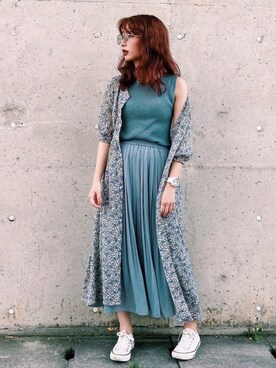 「UNIQLO（ユニクロ）のUVカットリブノースリーブセーター（ニット/セーター）」を使った、ʜᴀʀᴜᴋᴀさん（レディース・163cm）の春コーディネート