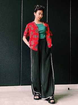 「スリット」｜「アイテム（アナログ腕時計）」を使った、ʜᴀʀᴜᴋᴀさん（レディース・163cm）の夏コーディネート