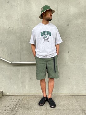 「BEAUTY&YOUTH UNITED ARROWS（ビューティーアンドユースユナイテッドアローズ）の＜PROPPER (プロッパー)＞ BDU SHORTS/ショートパンツ（その他パンツ、グリーン系）」を使った、Yukihiro Yamamotoさん（メンズ・181cm）の春コーディネート