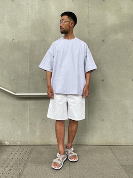 「BEAUTY&YOUTH UNITED ARROWS（ビューティーアンドユースユナイテッドアローズ）のBY 10oz ヘビー ワイド Ｔシャツ（Tシャツ/カットソー、シルバー系）」を使った、Yukihiro Yamamotoさん（メンズ・181cm）の夏コーディネート
