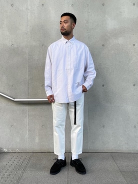 「BEAUTY&YOUTH UNITED ARROWS（ビューティーアンドユースユナイテッドアローズ）の【別注】 ＜FUTURE SERVICE（フューチャーサービス）＞ WHITE PANTS/パンツ（デニムパンツ、ホワイト系）」を使った、Yukihiro Yamamotoさん（メンズ・181cm）の夏コーディネート