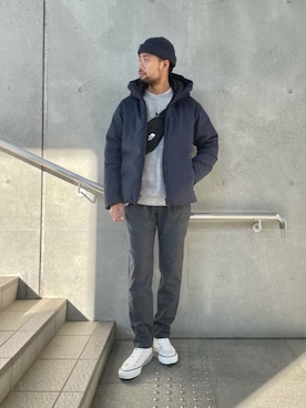 「RECOMMEND  ITEM STYLING」｜「アイテム（ダウンジャケット/コート）」を使った、Yukihiro Yamamotoさん（メンズ・181cm）の冬コーディネート