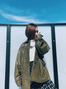 「SLY（スライ）のアイテム（ライダースジャケット）」を使った、__loveyui__さん（レディース・152cm）の秋コーディネート