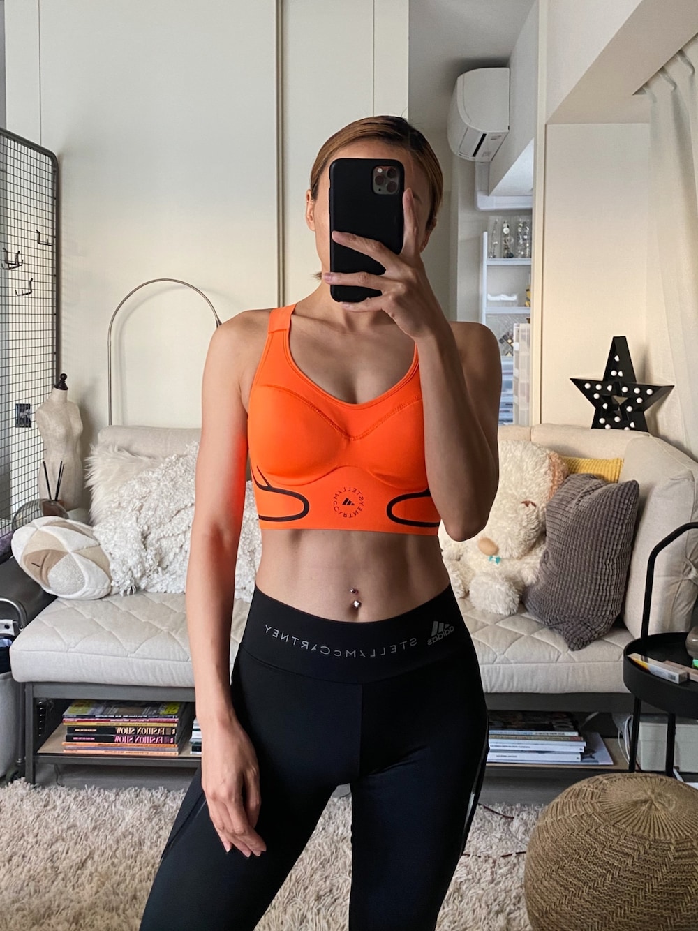 「adidasbystellamaccartney、adidas、sportswear」｜「adidas by Stella McCartneyのアイテム（スポーツブラ、オレンジ系）」を使った、__loveyui__さん（レディース・152cm）の冬コーディネートの1枚目の写真