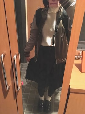 「SpRay（スプレイ）のアイテム（スタジャン）」を使った、はるたらさん（レディース・151cm）の冬コーディネート