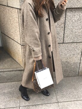 「ADAM ET ROPE'（アダムエロペ）のアイテム（ステンカラーコート）」を使った、airiさん（レディース・158cm）の春コーディネート