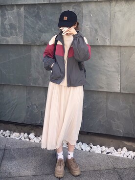 「休闲」｜「アイテム（スウェット）」を使った、wakuwakuさん（レディース・165cm）の秋コーディネート