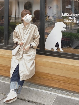 「コロナに負けない」｜「アイテム（ステンカラーコート）」を使った、wakuwakuさん（レディース・165cm）の春コーディネート