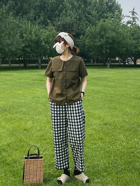「PAR ICI（パーリッシィ）のアイテム（シャツ/ブラウス）」を使った、wakuwakuさん（レディース・165cm）の夏コーディネート