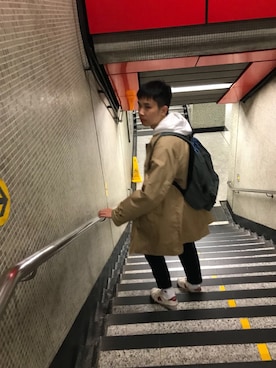 「アイテム（チェスターコート）」を使った、Dan9iel8さん（メンズ・184cm・10代）の冬コーディネート