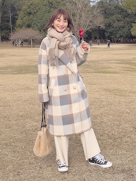 「HELIOPOLE（エリオポール）のアイテム」を使った、吉田南歩さん（レディース・161cm）の冬コーディネート