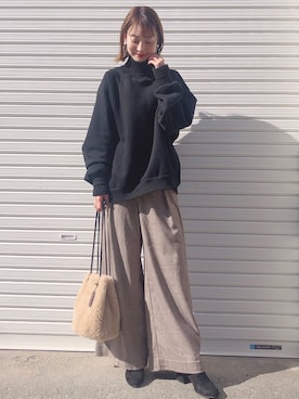 「HELIOPOLE（エリオポール）のアイテム」を使った、吉田南歩さん（レディース・161cm）の冬コーディネート