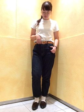 「UNIQLO（ユニクロ）のクルーネックT（半袖）（Tシャツ/カットソー）」を使った、OrientalTraffic 天王寺店さん（レディース・158cm）の夏コーディネート