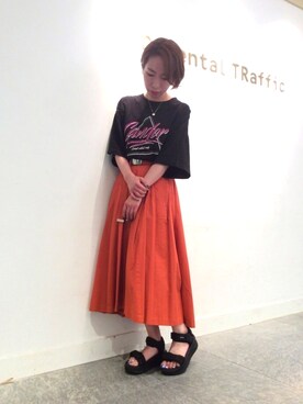 「オレンジスカート」｜OrientalTraffic 天王寺店さん（レディース・158cm）の夏コーディネート