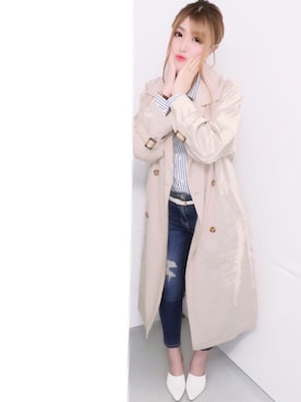 「GRL（グレイル）のアイテム（トレンチコート）」を使った、Renaさん（レディース・164cm）の春コーディネート
