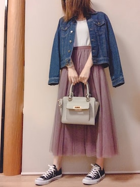 「GRL（グレイル）のアイテム（デニムジャケット）」を使った、yumiさん（レディース・162cm）の春コーディネート