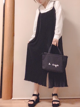 「KOBE LETTUCE（コウベレタス）のアイテム（つなぎ/オールインワン）」を使った、yumiさん（レディース・162cm）の春コーディネート