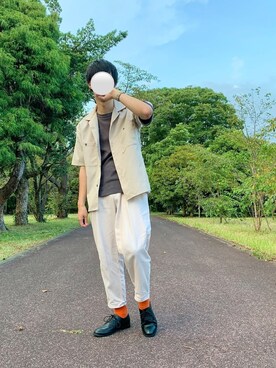 「CIAOPANIC TYPY（チャオパニックティピー）のアイテム（チノパンツ）」を使った、rikさん（メンズ・178cm）の秋コーディネート