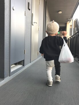 「COMME CA DU MODE（コムサデモード）のアイテム（スウェット）」を使った、cota*× coji**さん（キッズ・80cm）の冬コーディネート