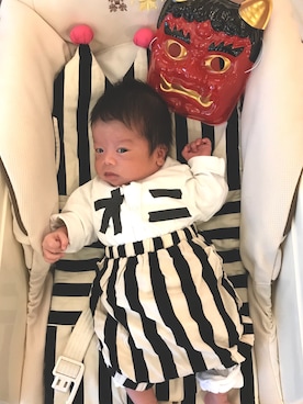 「節分」｜「アイテム（オールインワン・サロペット）」を使った、cota*× coji**さん（キッズ・90cm）の冬コーディネート