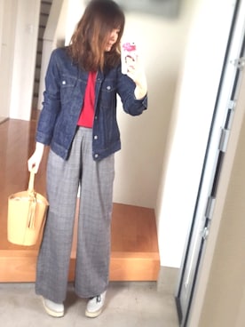 「アベイル」｜「アイテム（デニムジャケット）」を使った、kinさん（レディース・158cm）の秋コーディネート