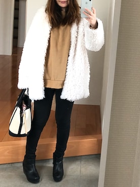 「ふわふわカーディガン」｜kinさん（レディース・158cm）の冬コーディネート