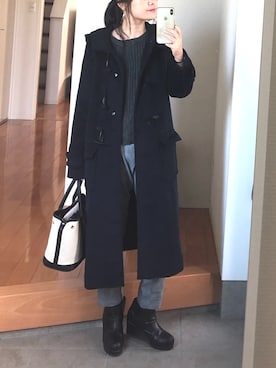 「グレンチェック」｜「アイテム（ダッフルコート）」を使った、kinさん（レディース・158cm）の秋コーディネート