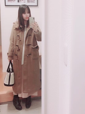 「チョコ色に染まれ」｜「アイテム（ダッフルコート）」を使った、kinさん（レディース・158cm）の冬コーディネート