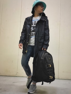 「blue」｜「アイテム（マウンテンパーカー）」を使った、sora3000さん（レディース・164cm）の春コーディネート