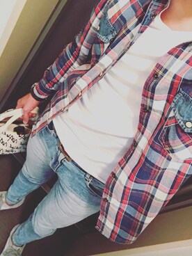 「ZARA（ザラ）のアイテム（シャツ/ブラウス、レッド系）」を使った、Naokiさん（メンズ・178cm）の春コーディネート
