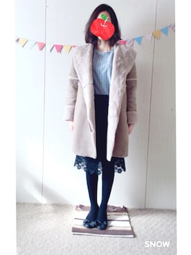 「Te chichi（テチチ）のアイテム（ムートンコート）」を使った、niko🍏さん（レディース・158cm）の冬コーディネート
