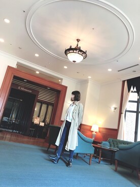 「ジーナシス」｜「アイテム（トレンチコート）」を使った、niko🍏さん（レディース・158cm）の春コーディネート