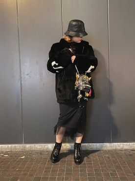 「Aラインスカート」｜「アイテム（ジャケット/アウター）」を使った、カナさん（レディース・160cm）の冬コーディネート