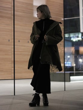 「ADDICT NOIR（アディクトノアー）のアイテム（ブルゾン）」を使った、カナさん（レディース・160cm）の冬コーディネート