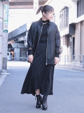 「ADDICT NOIR（アディクトノアー）のアイテム（ブルゾン）」を使った、カナさん（レディース・160cm）の春コーディネート