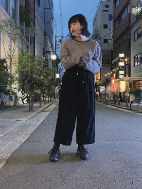「FACCIES（ファチーズ）のアイテム（パンツ）」を使った、カナさん（レディース・160cm）の秋コーディネート