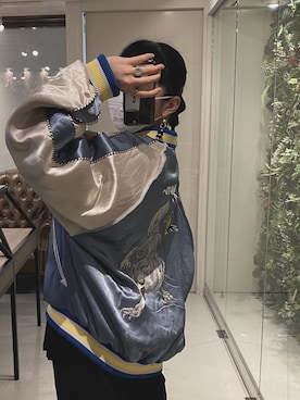 「ROYAL FLASH（ロイヤルフラッシュ）のアイテム（スタジャン）」を使った、カナさん（レディース・160cm）の冬コーディネート