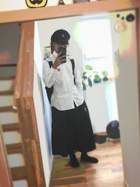 「袴パンツ」｜「アイテム（ハンチング/ベレー帽）」を使った、Y-Aさん（メンズ・170cm）の秋コーディネート