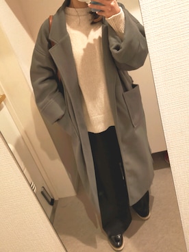 「152cm」｜「アイテム（チェスターコート）」を使った、kusyaさん（レディース・152cm）の冬コーディネート