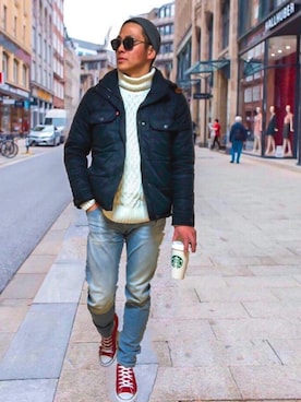 「Levi's（リーバイス）のアイテム（ダウンジャケット/コート）」を使った、ryosan720さん（メンズ・175cm）の冬コーディネート