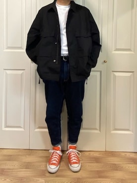 「BEAMS（ビームス）のBEAMS / ルーズ ミリタリーブルゾン（ミリタリージャケット）」を使った、kohさん（メンズ・173cm）の春コーディネート