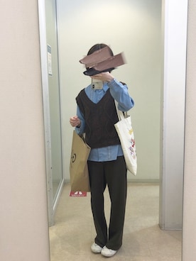 「ラブアンドピース2020」｜「アイテム（スラックス）」を使った、ひつじちゃん🐏さん（レディース・156cm）の秋コーディネート