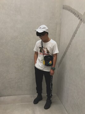 「REMIX（リミックス）のアイテム（帽子）」を使った、鍾秉さん（メンズ・168cm）の秋コーディネート