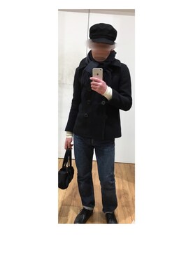 「マリンコーデ」｜「アイテム（ピーコート）」を使った、 me chill Oさん（メンズ・164cm）の冬コーディネート